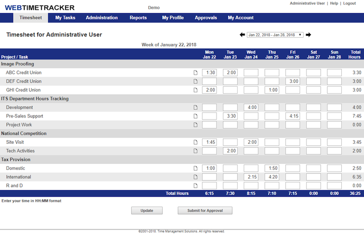 Employee Timesheet Window